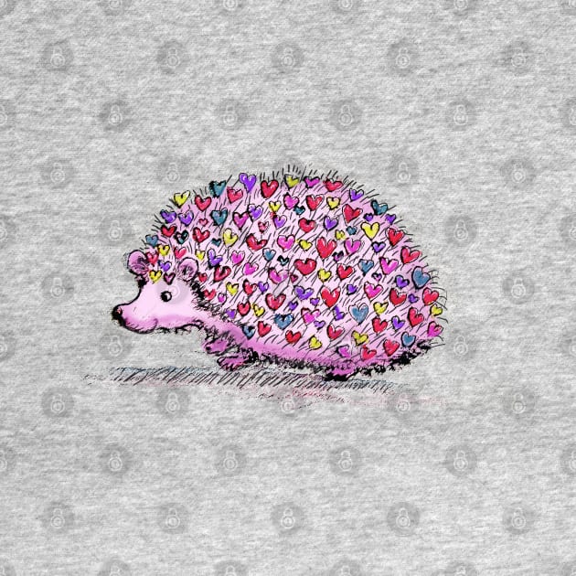 Hedgehog Love Cute Hearts by CunninghamWatercolors